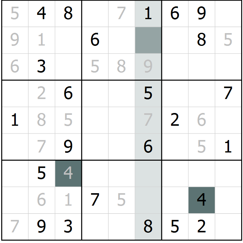 Position des candidats pour la solution de la Gr 54 page 56 du magazine de sudoku Expert n° 016