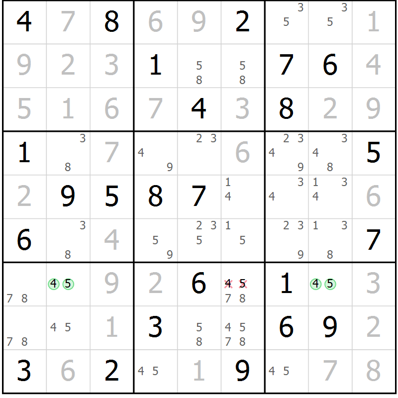 Position des candidats pour la solution de la Gr 55 page 57 du magazine de sudoku Expert n° 016