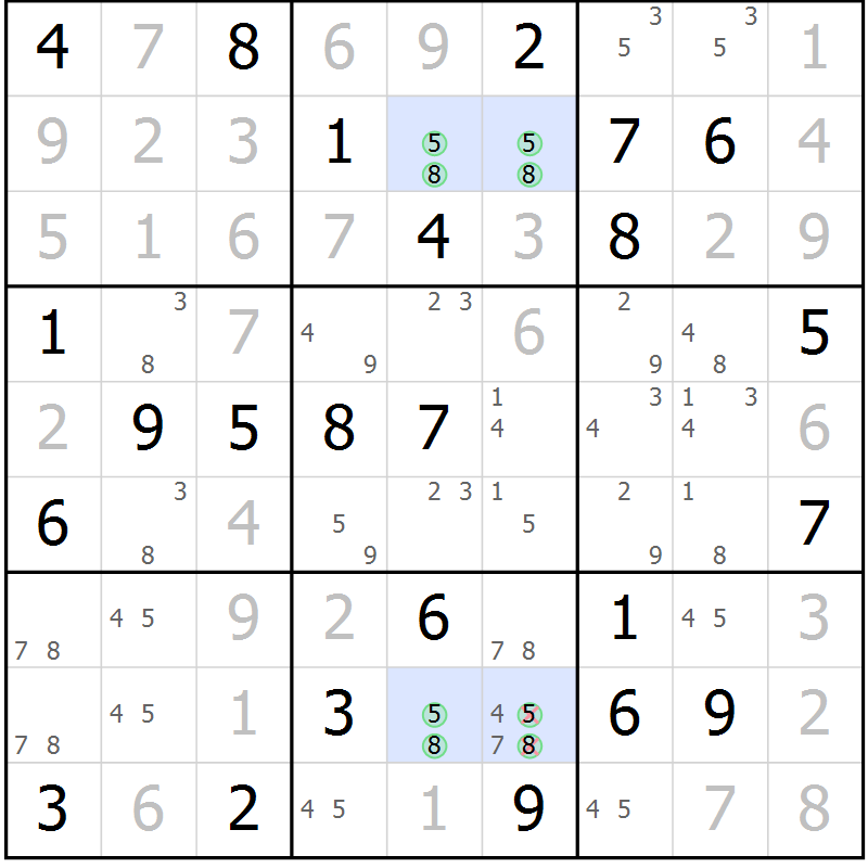 Position des candidats pour la solution de la Gr 55 page 57 du magazine de sudoku Expert n° 016