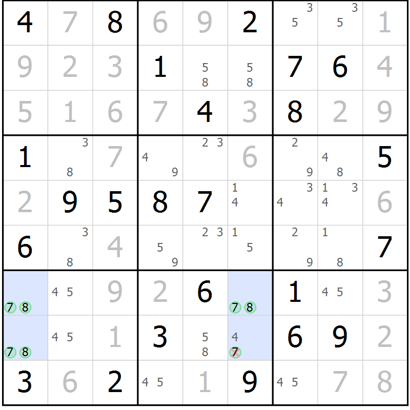 Position des candidats pour la solution de la Gr 55 page 57 du magazine de sudoku Expert n° 016