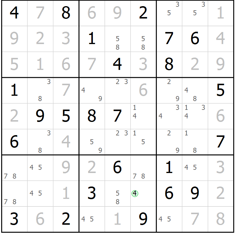 Position des candidats pour la solution de la Gr 55 page 57 du magazine de sudoku Expert n° 016