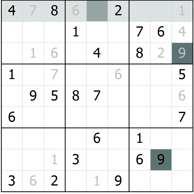Position des candidats pour la solution de la Gr 55 page 57 du magazine de sudoku Expert n° 016