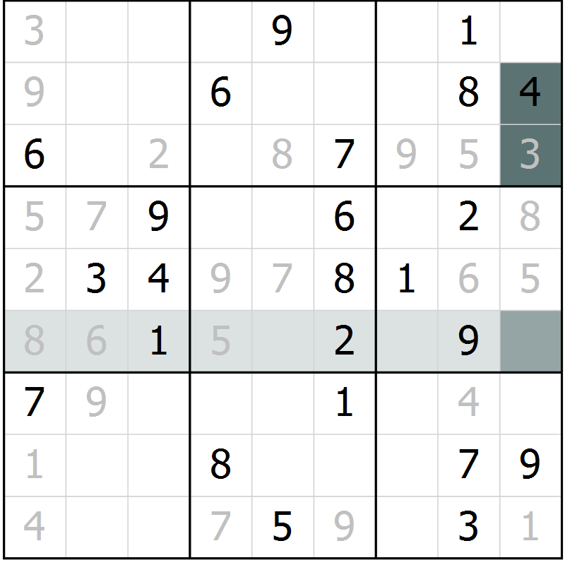 Position des candidats pour la solution de la Gr 56 page 58 du magazine de sudoku Expert n° 016