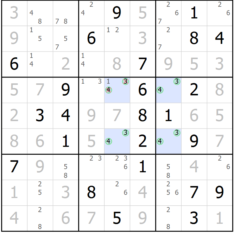 Position des candidats pour la solution de la Gr 56 page 58 du magazine de sudoku Expert n° 016