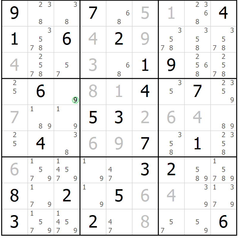 Position des candidats pour la solution de la Gr 57 page 59 du magazine de sudoku Expert n° 016