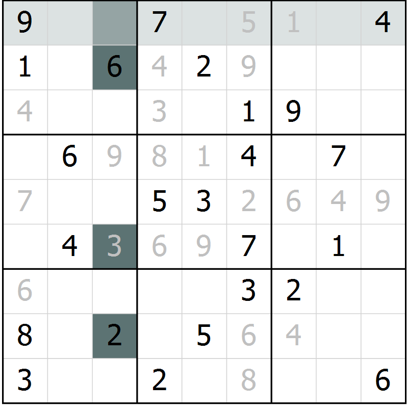 Position des candidats pour la solution de la Gr 57 page 59 du magazine de sudoku Expert n° 016