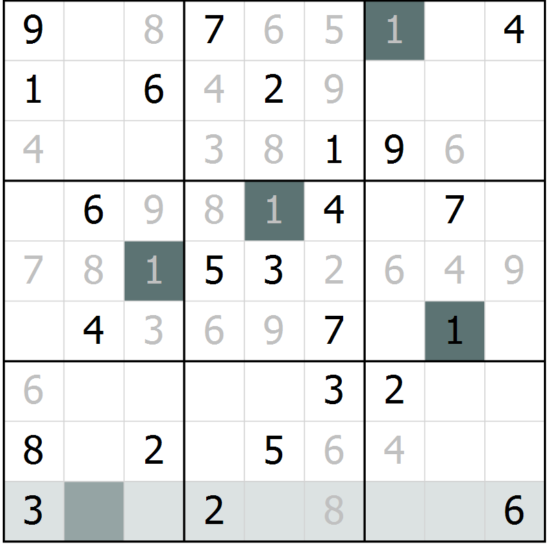 Position des candidats pour la solution de la Gr 57 page 59 du magazine de sudoku Expert n° 016
