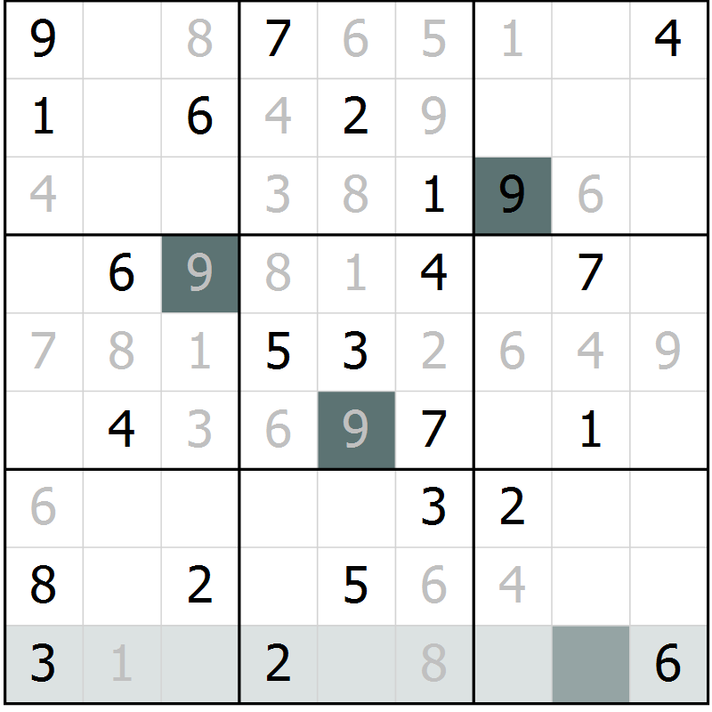 Position des candidats pour la solution de la Gr 57 page 59 du magazine de sudoku Expert n° 016