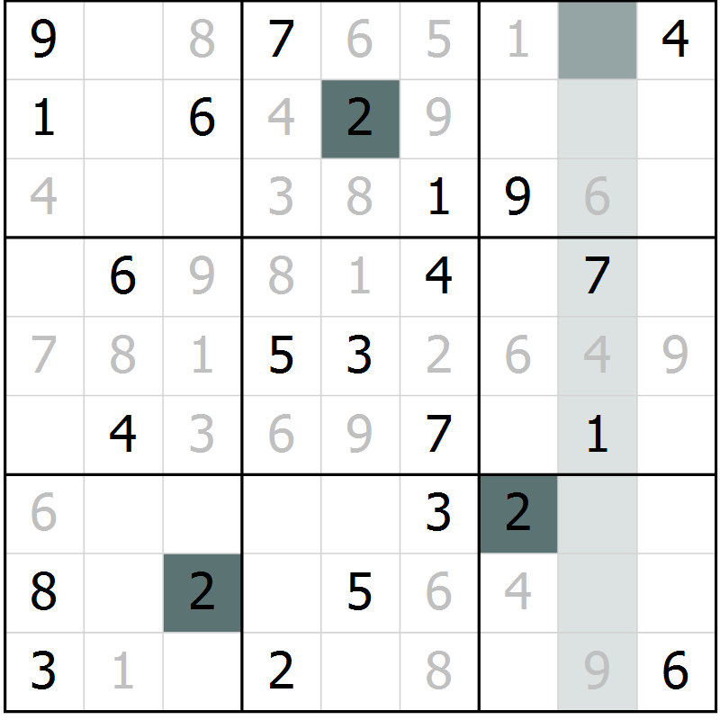 Position des candidats pour la solution de la Gr 57 page 59 du magazine de sudoku Expert n° 016