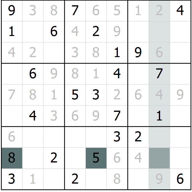 Position des candidats pour la solution de la Gr 57 page 59 du magazine de sudoku Expert n° 016