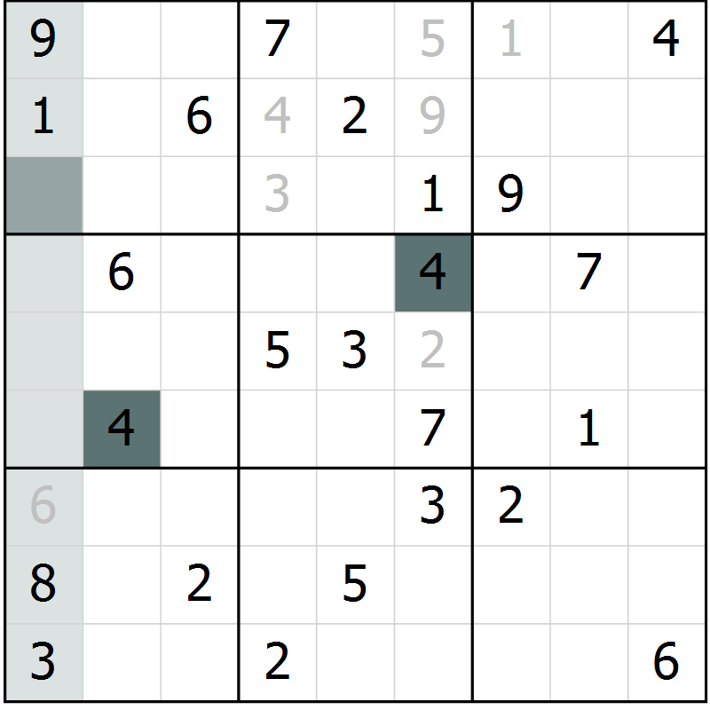 Position des candidats pour la solution de la Gr 57 page 59 du magazine de sudoku Expert n° 016