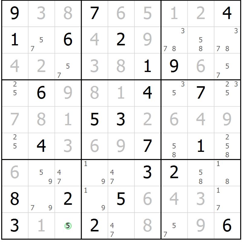 Position des candidats pour la solution de la Gr 57 page 59 du magazine de sudoku Expert n° 016