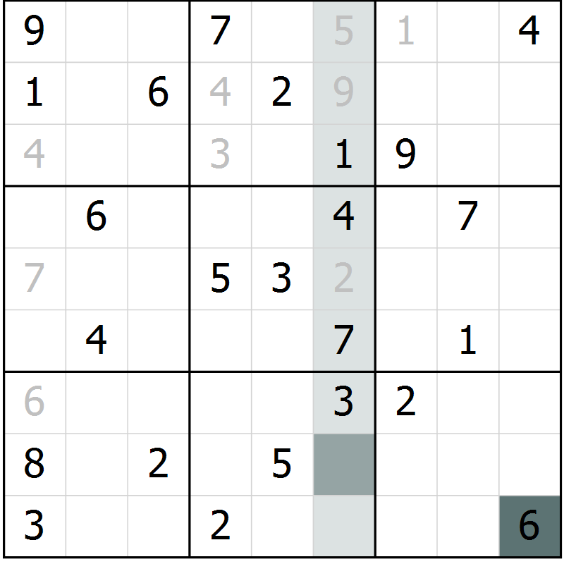 Position des candidats pour la solution de la Gr 57 page 59 du magazine de sudoku Expert n° 016