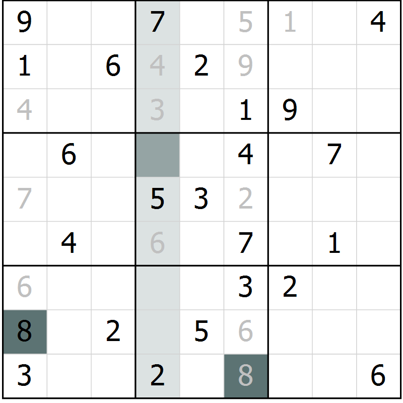 Position des candidats pour la solution de la Gr 57 page 59 du magazine de sudoku Expert n° 016