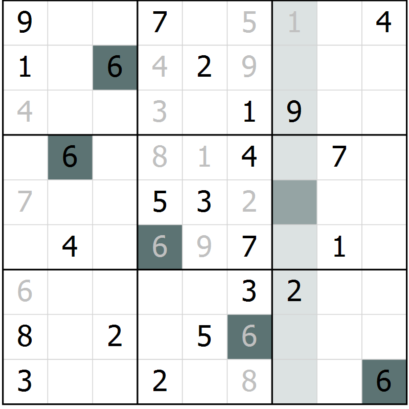 Position des candidats pour la solution de la Gr 57 page 59 du magazine de sudoku Expert n° 016