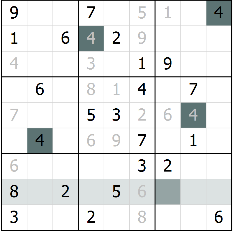 Position des candidats pour la solution de la Gr 57 page 59 du magazine de sudoku Expert n° 016
