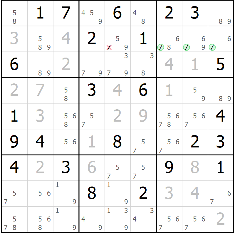 Position des candidats pour la solution de la Gr 58 page 60 du magazine de sudoku Expert n° 016