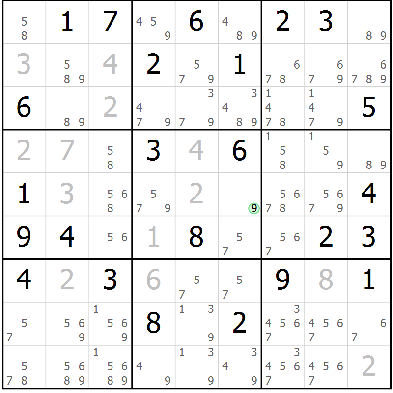 Position des candidats pour la solution de la Gr 58 page 60 du magazine de sudoku Expert n° 016