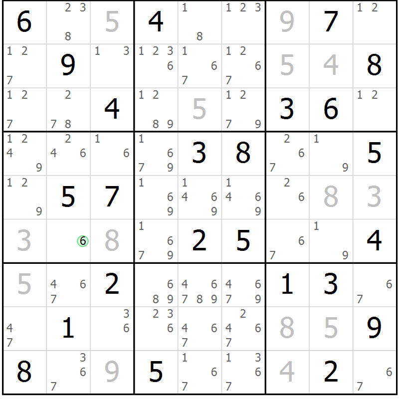 Position des candidats pour la solution de la Gr 59 page 61 du magazine de sudoku Expert n° 016