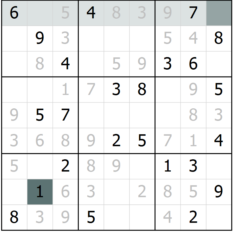 Position des candidats pour la solution de la Gr 59 page 61 du magazine de sudoku Expert n° 016