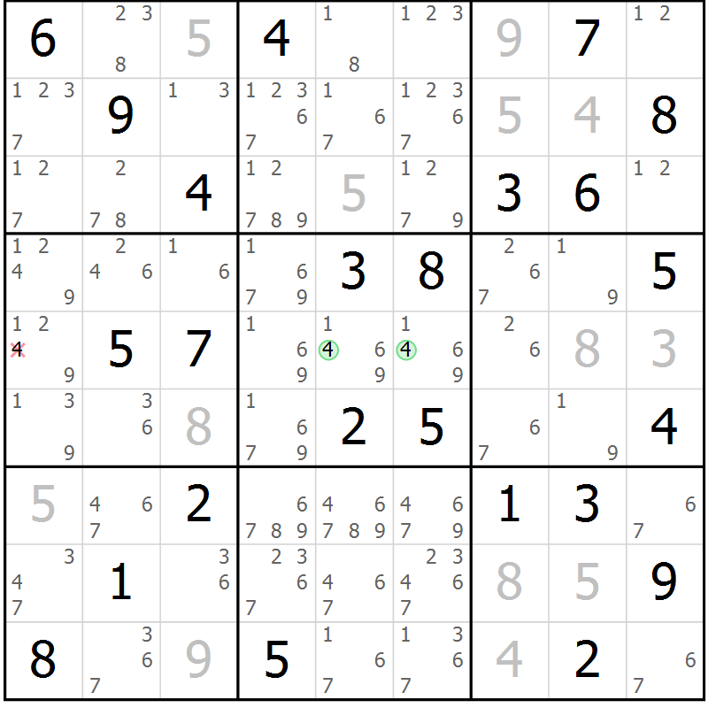 Position des candidats pour la solution de la Gr 59 page 61 du magazine de sudoku Expert n° 016