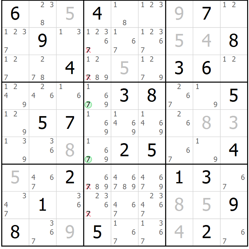 Position des candidats pour la solution de la Gr 59 page 61 du magazine de sudoku Expert n° 016