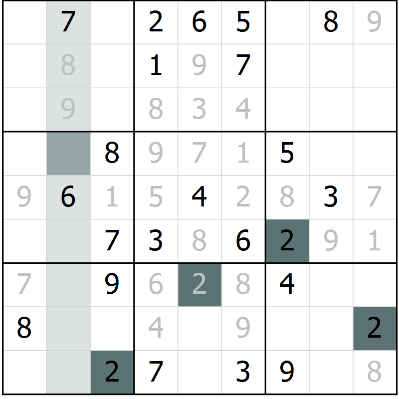 Position des candidats pour la solution de la Gr 6 page 8 du magazine de sudoku Expert n° 016