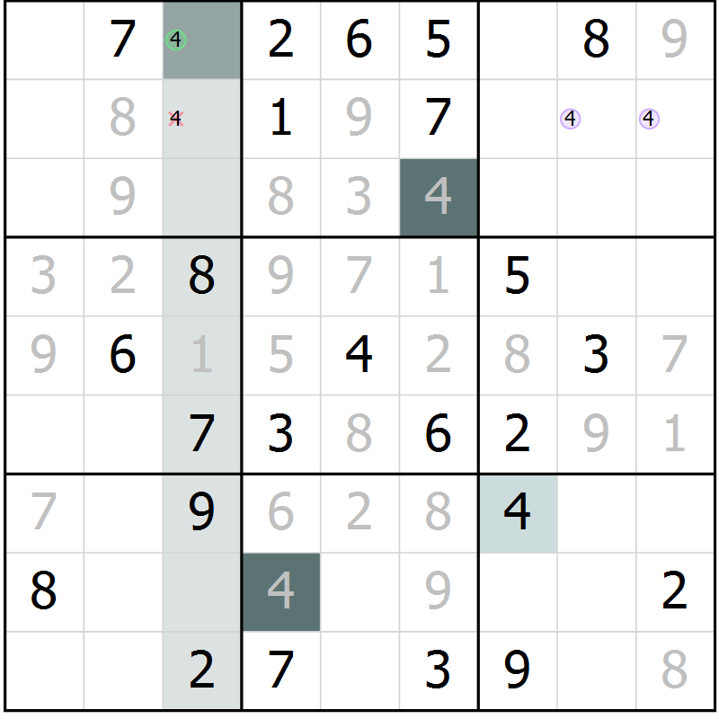 Position des candidats pour la solution de la Gr 6 page 8 du magazine de sudoku Expert n° 016