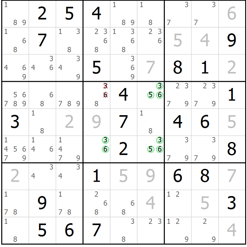 Position des candidats pour la solution de la Gr 60 page 62 du magazine de sudoku Expert n° 016