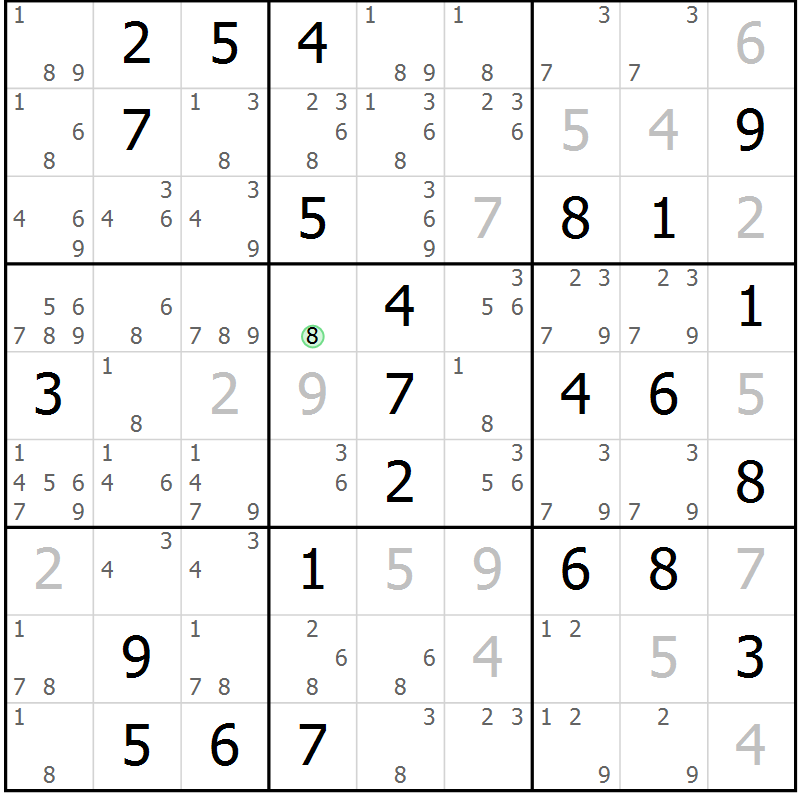 Position des candidats pour la solution de la Gr 60 page 62 du magazine de sudoku Expert n° 016