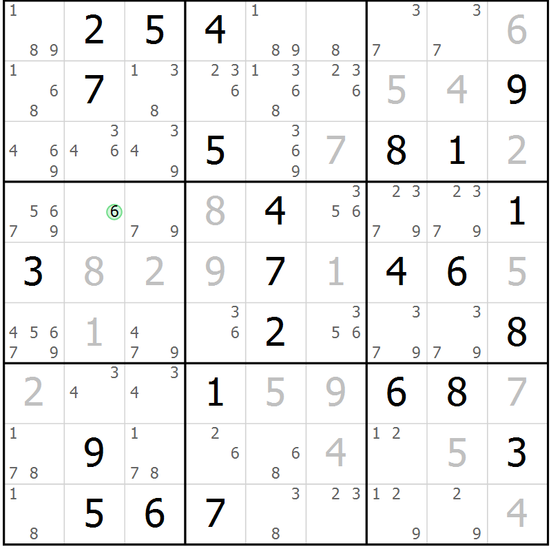 Position des candidats pour la solution de la Gr 60 page 62 du magazine de sudoku Expert n° 016