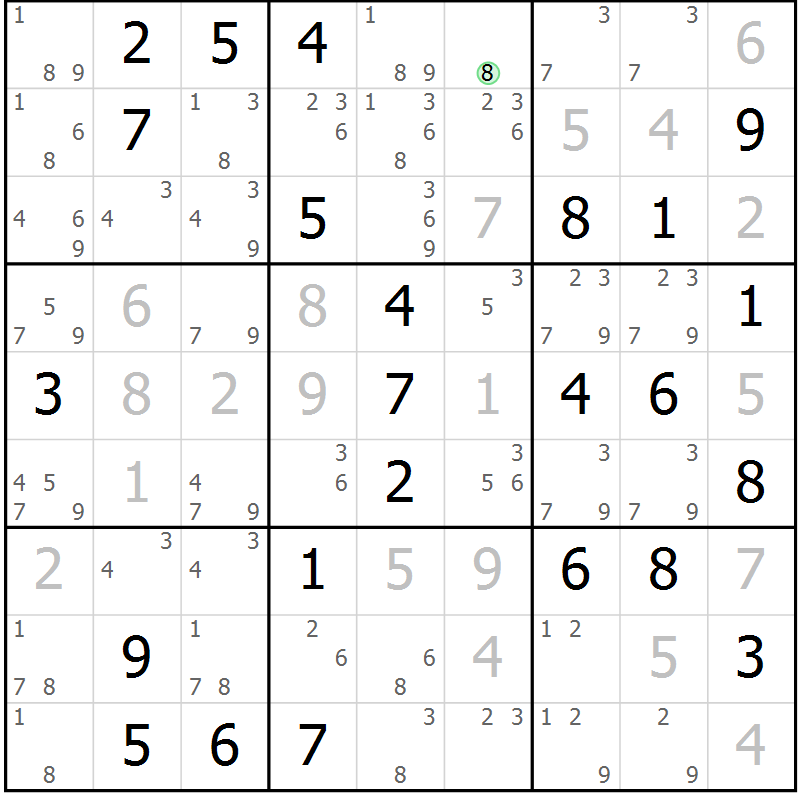 Position des candidats pour la solution de la Gr 60 page 62 du magazine de sudoku Expert n° 016
