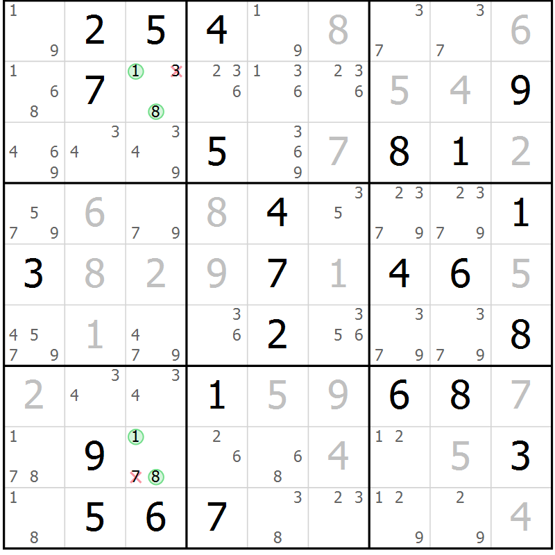 Position des candidats pour la solution de la Gr 60 page 62 du magazine de sudoku Expert n° 016