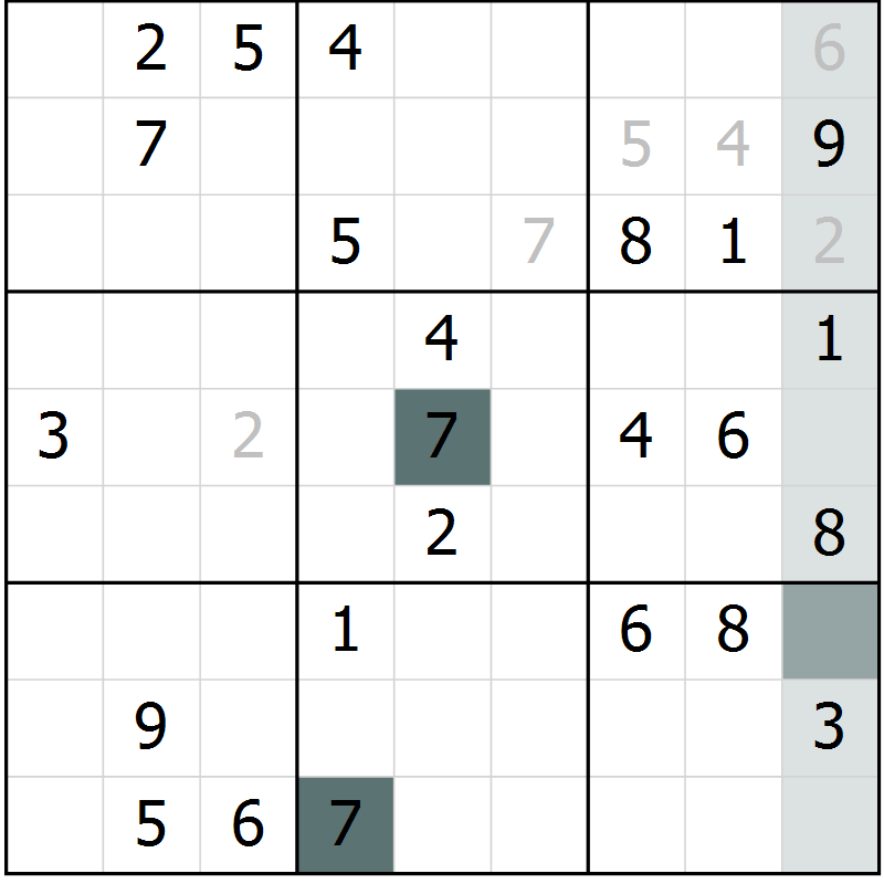Position des candidats pour la solution de la Gr 60 page 62 du magazine de sudoku Expert n° 016