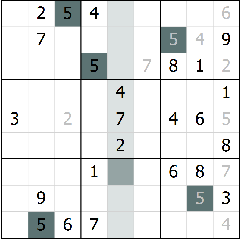 Position des candidats pour la solution de la Gr 60 page 62 du magazine de sudoku Expert n° 016