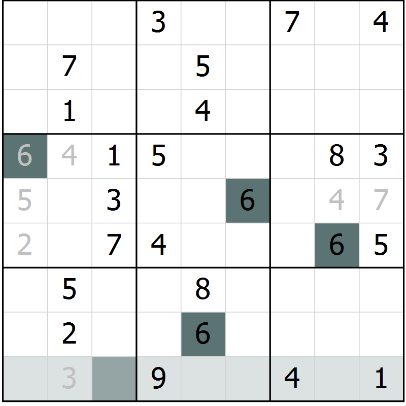 Position des candidats pour la solution de la Gr 61 page 63 du magazine de sudoku Expert n° 016