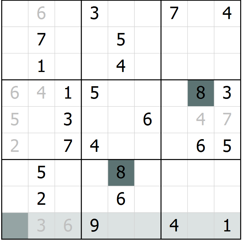 Position des candidats pour la solution de la Gr 61 page 63 du magazine de sudoku Expert n° 016