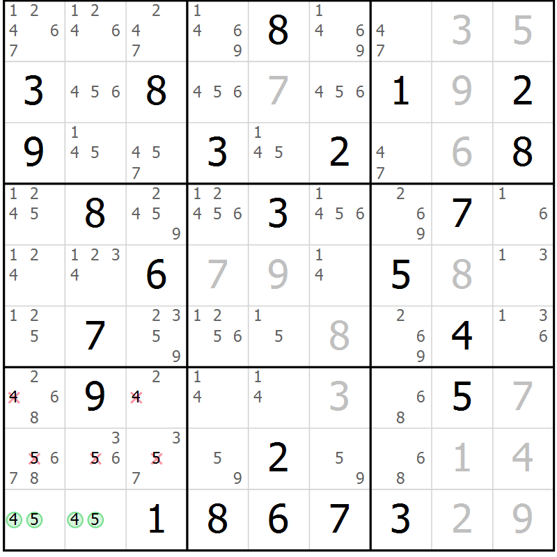 Position des candidats pour la solution de la Gr 62 page 64 du magazine de sudoku Expert n° 016