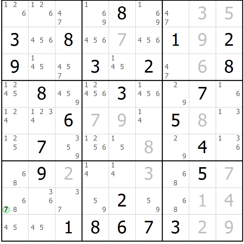 Position des candidats pour la solution de la Gr 62 page 64 du magazine de sudoku Expert n° 016