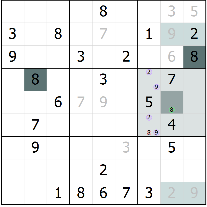 Position des candidats pour la solution de la Gr 62 page 64 du magazine de sudoku Expert n° 016