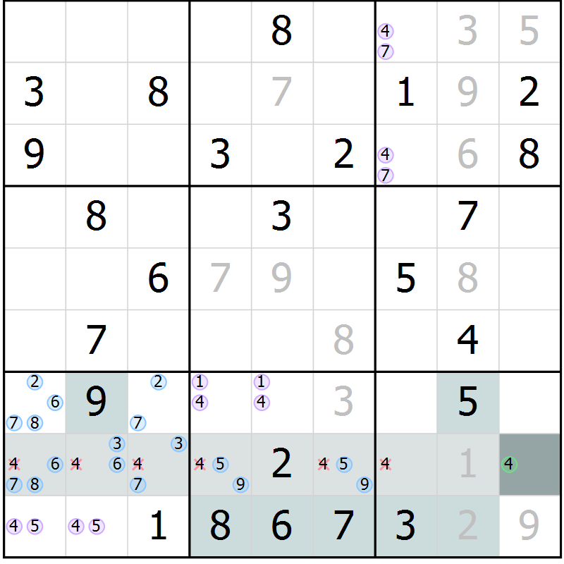 Position des candidats pour la solution de la Gr 62 page 64 du magazine de sudoku Expert n° 016