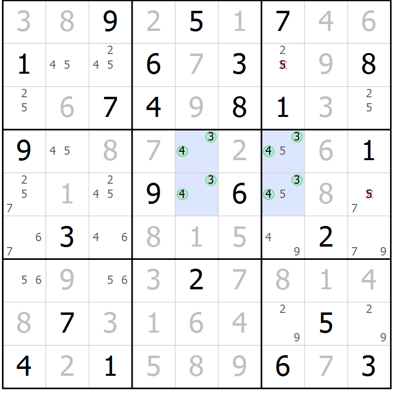 Position des candidats pour la solution de la Gr 63 page 65 du magazine de sudoku Expert n° 016