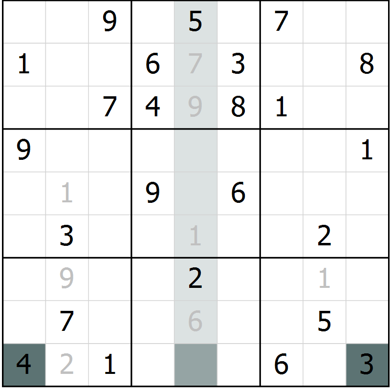 Position des candidats pour la solution de la Gr 63 page 65 du magazine de sudoku Expert n° 016