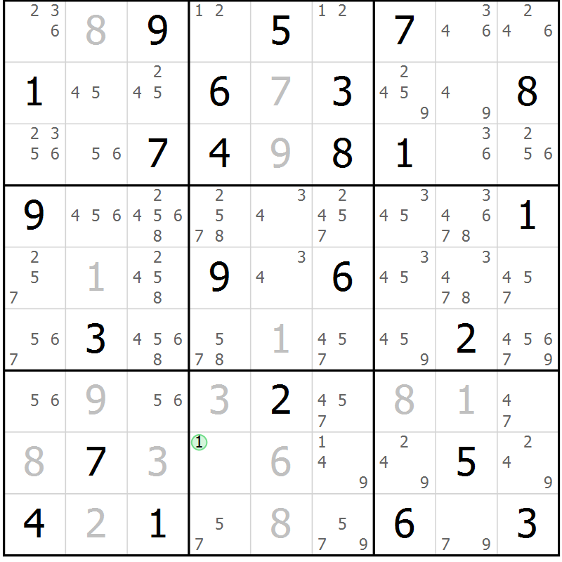 Position des candidats pour la solution de la Gr 63 page 65 du magazine de sudoku Expert n° 016