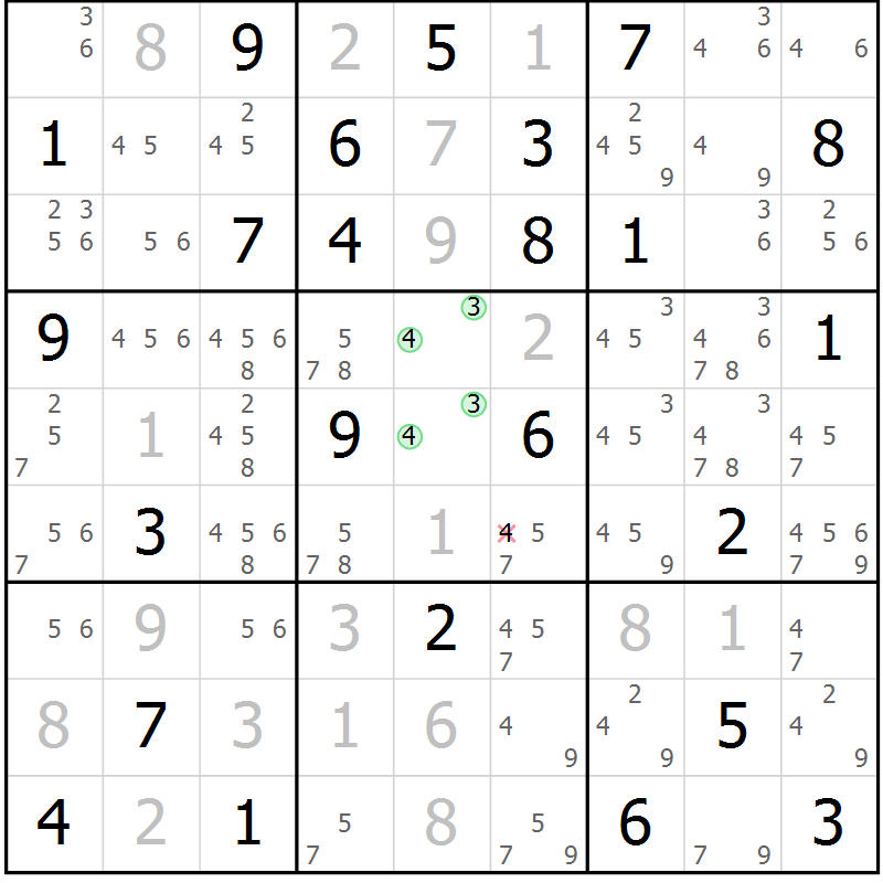 Position des candidats pour la solution de la Gr 63 page 65 du magazine de sudoku Expert n° 016