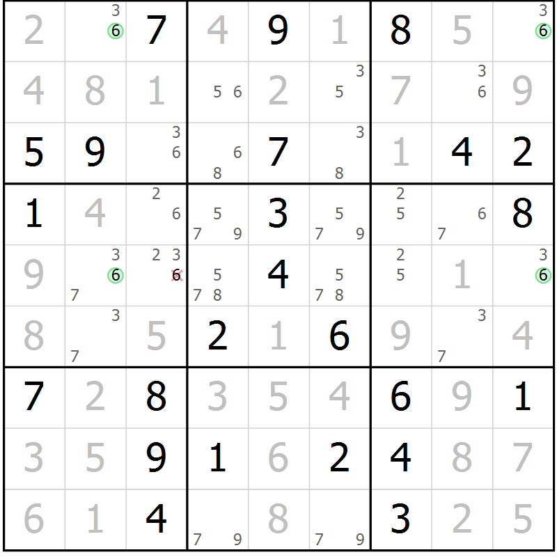 Position des candidats pour la solution de la Gr 64 page 66 du magazine de sudoku Expert n° 016