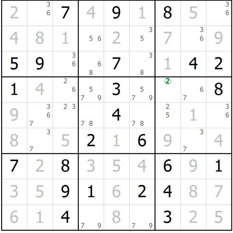 Position des candidats pour la solution de la Gr 64 page 66 du magazine de sudoku Expert n° 016