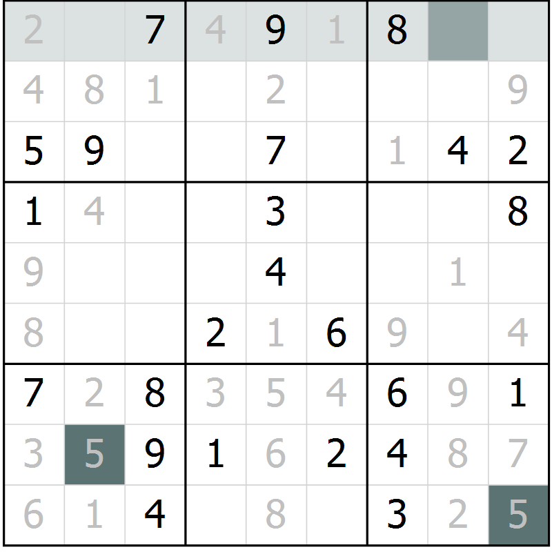 Position des candidats pour la solution de la Gr 64 page 66 du magazine de sudoku Expert n° 016