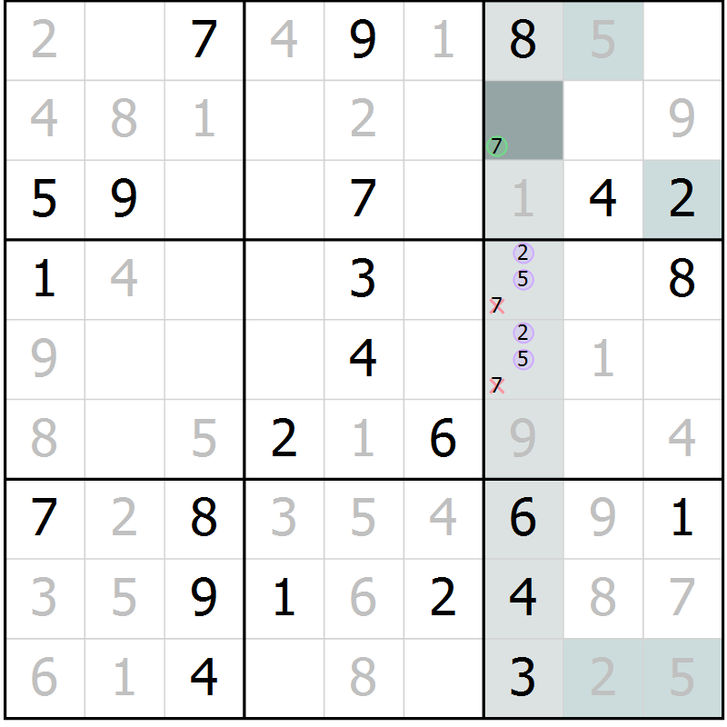 Position des candidats pour la solution de la Gr 64 page 66 du magazine de sudoku Expert n° 016