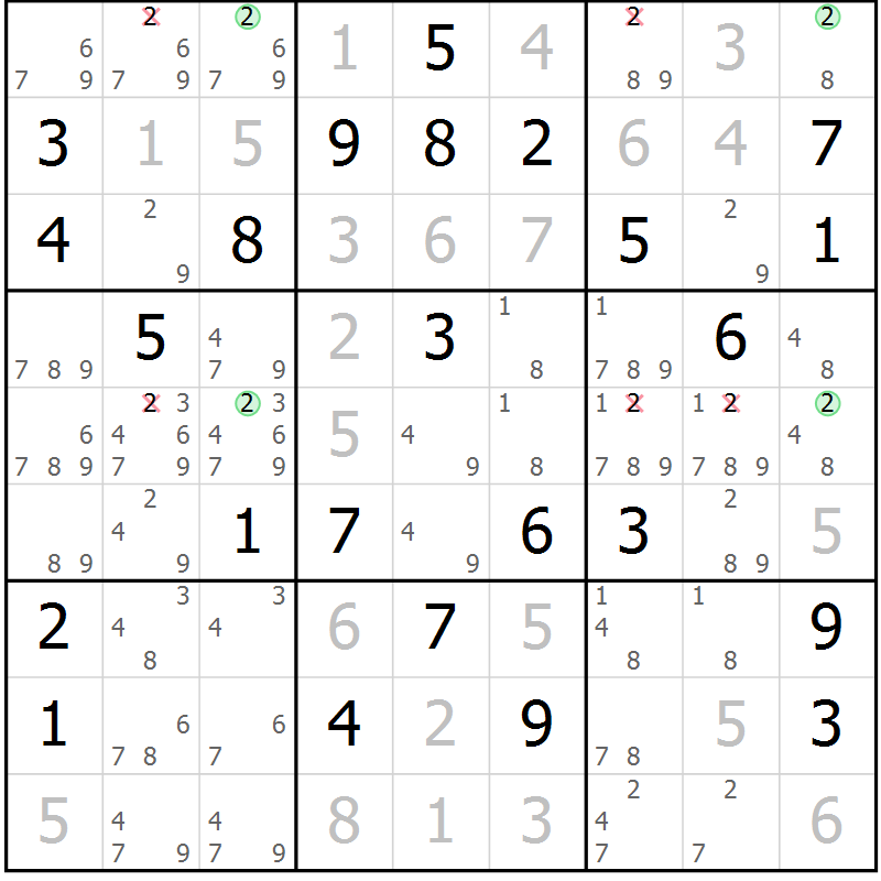 Position des candidats pour la solution de la Gr 65 page 67 du magazine de sudoku Expert n° 016